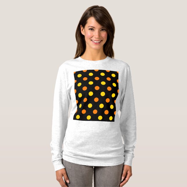 T-shirt Design Orange Jaune Sur Points noirs  (Devant entier)