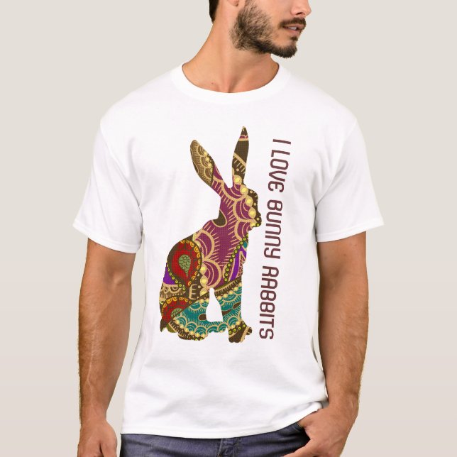 T-shirt Design Orné - J'aime Lapin Lapin lapins (Devant)