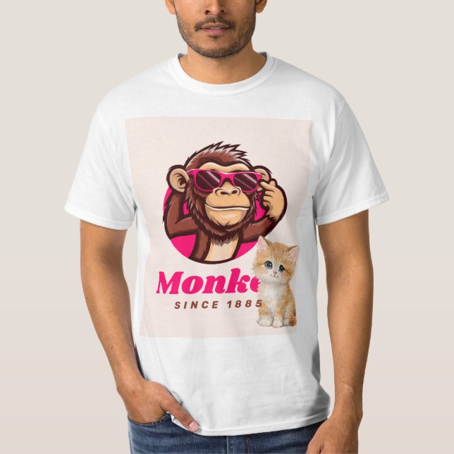 T-shirt design pour amateurs de chats et de singes (Devant)