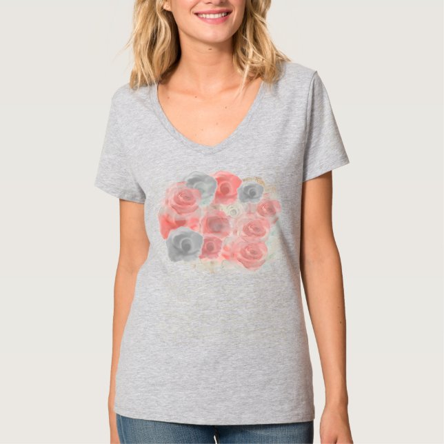 T-shirt design Rose vintage pour Womem (Devant)