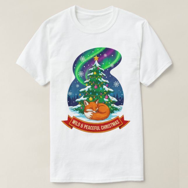 T-shirt Design sauvage et paisible de renard de Noël (Design devant)