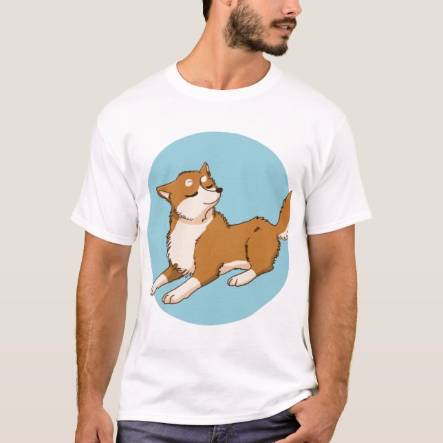 T-shirt Design shiba bleu. (Devant)