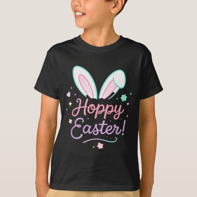 T-shirt Design simple de lapin minimal pour Pâques joyeuse (Devant)