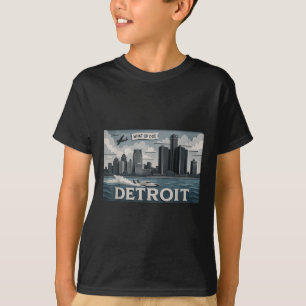 T-shirt Design Skyline Détroit Avec What Up Doe’