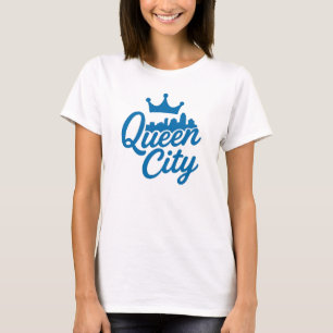 T-shirt Design Skyline Queen City Charlotte - Couronne ble