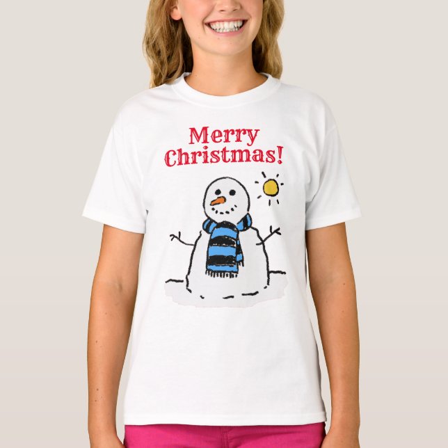 T-shirt Design Snowman avec un accueil personnel Noël (Devant)