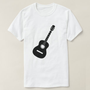 T-shirt Design unique Guitare en silhouette noire sur T bl