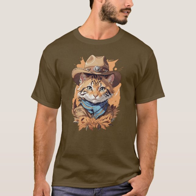 T-shirt Design vintage Cowboy Kitten (Devant)
