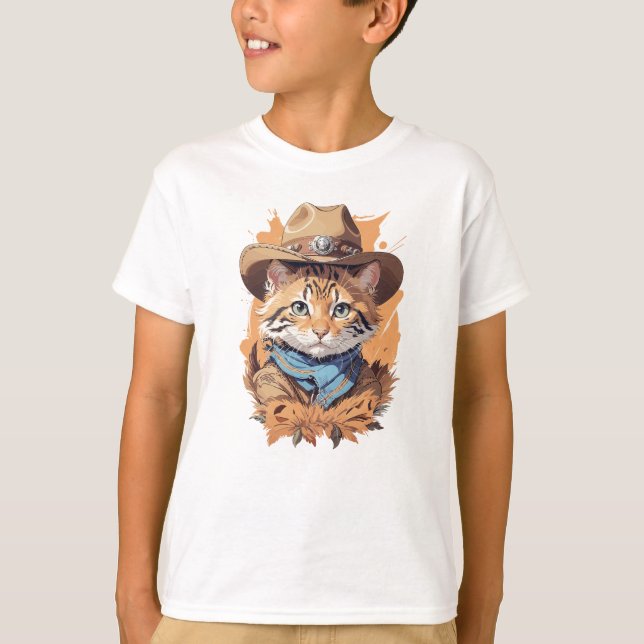 T-shirt Design vintage Cowboy Kitten (Devant)