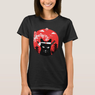 T-shirt Design vintage japonais de chat Ninja Art Style