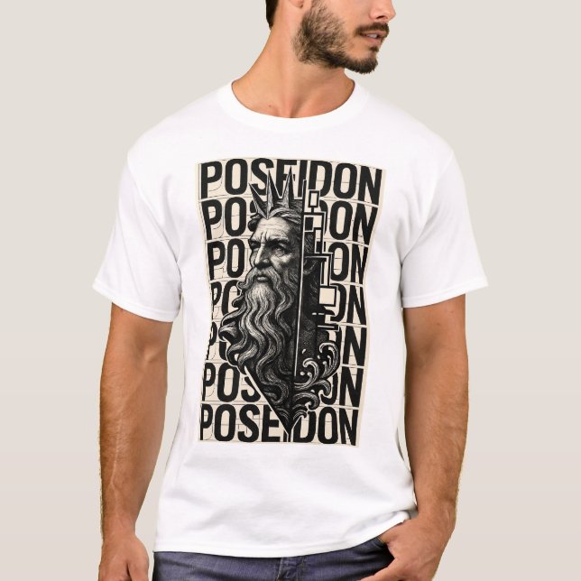 T-shirt Designer grec Dieu Poseidon (Devant)