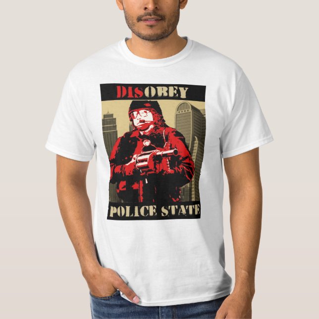 T-shirt désobéissez l'état policier par furieux (Devant)