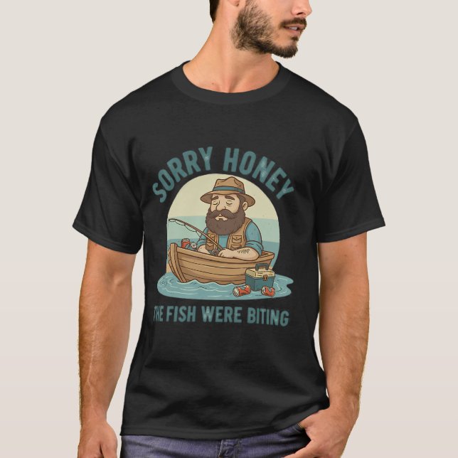 T-shirt Désolé Chérie Dessin de Pêche (Devant)