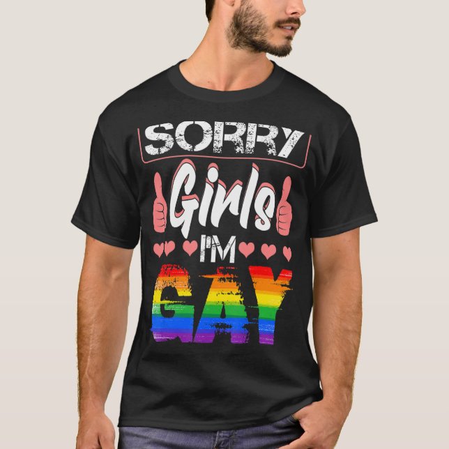 T-shirt Désolé Filles Je suis Gay Rainbow Flag Lgbt Pride (Devant)