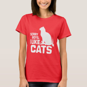 T-shirt DÉSOLÉ GARÇONS J'AIME LES CHATS - BLANC -.png