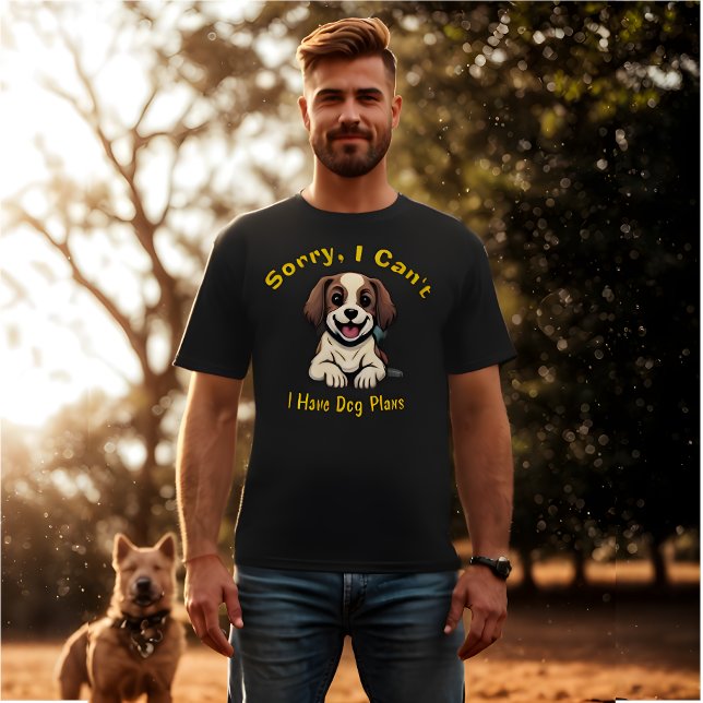 T-shirt Désolé, je ne peux pas avoir de plans de chien Drô (Funny Retro T-Shirt  - "Sorry, I Can't I Have Dog Plans")