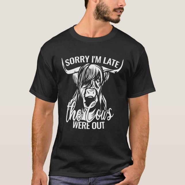 T-shirt Désolé, je suis en retard les vaches hommes de bét (Devant)