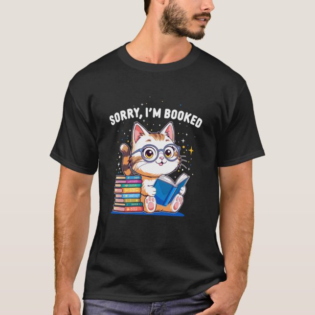 T-shirt Désolé, je suis pris Tee de lecture de chat drôle  (Devant)