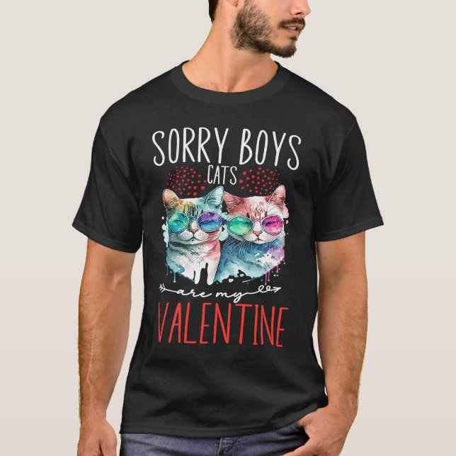 T-shirt Désolé, Mesdames, Les Chats Sont Mon Valentin (Devant)