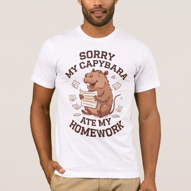 T-shirt Désolé, mon capybara a mangé mes devoirs (Devant)