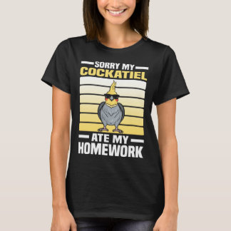 T-shirt Désolé Mon Cockatiel A Mangé Mon Devoir  Oiseau Pe