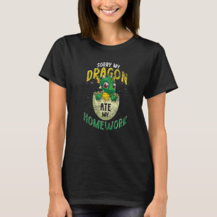 T-shirt Désolé Mon Dragon a Mangé Mon Devoir Fantastique