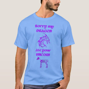 T-shirt Désolé Mon Dragon A Mangé Votre Unicorn Purple Blu