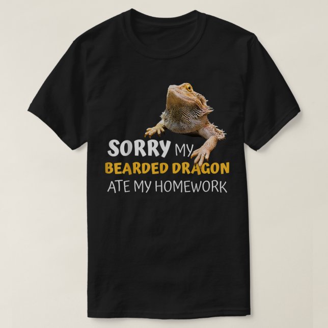 T-shirt Désolé, mon dragon barbu a mangé mes devoirs Profe (Design devant)