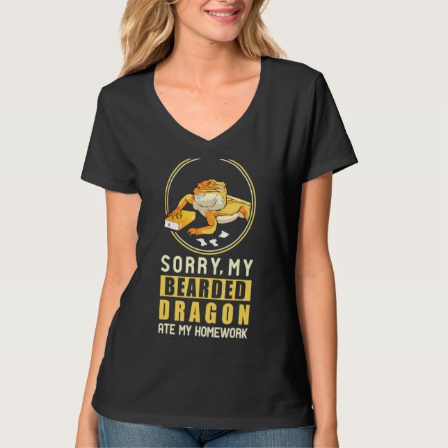 T-shirt Désolé, Mon Dragon Lourd A Mangé Mes Devoirs (Devant)