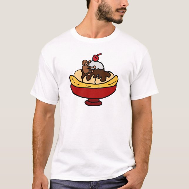 T-shirt Dessert de banana split d'escalade de singe (Devant)