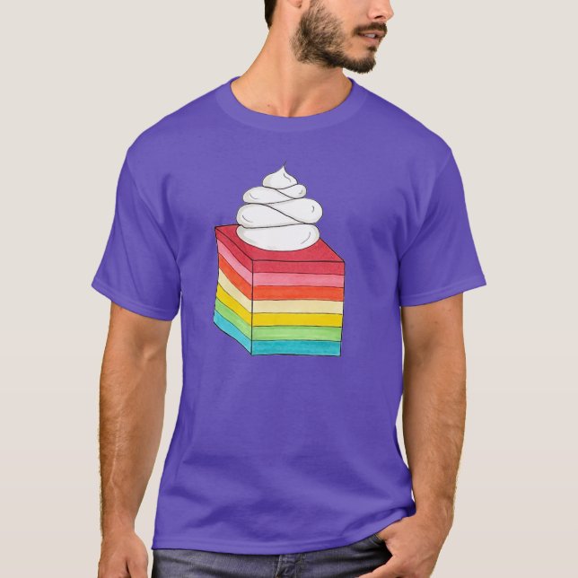 T-shirt Dessert de salade rétro-arc-en-ciel de sept couche (Devant)