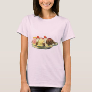 T-shirt Desserts de nourriture vintage, cerises de banane