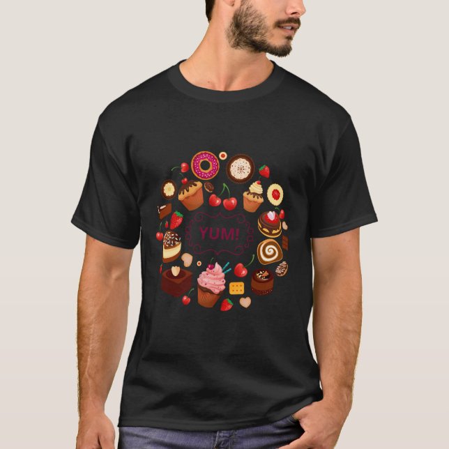 T-shirt Desserts Yum Cup Gâteau Ice Pie Cerise (Devant)
