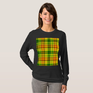 T-shirt Dessin à carreaux Tartan Orange Vert Jaune