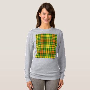 T-shirt Dessin à carreaux Tartan vert jaune orange 