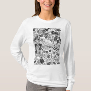 T-shirt Dessin à encre de buisson Zebra et rose