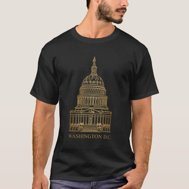 T-shirt Dessin à la main du Capitole de Washington D.C. (Devant)