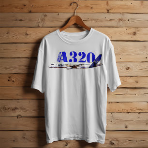 T-shirt Dessin à l'aquarelle Profil de l'avion Airbus A320