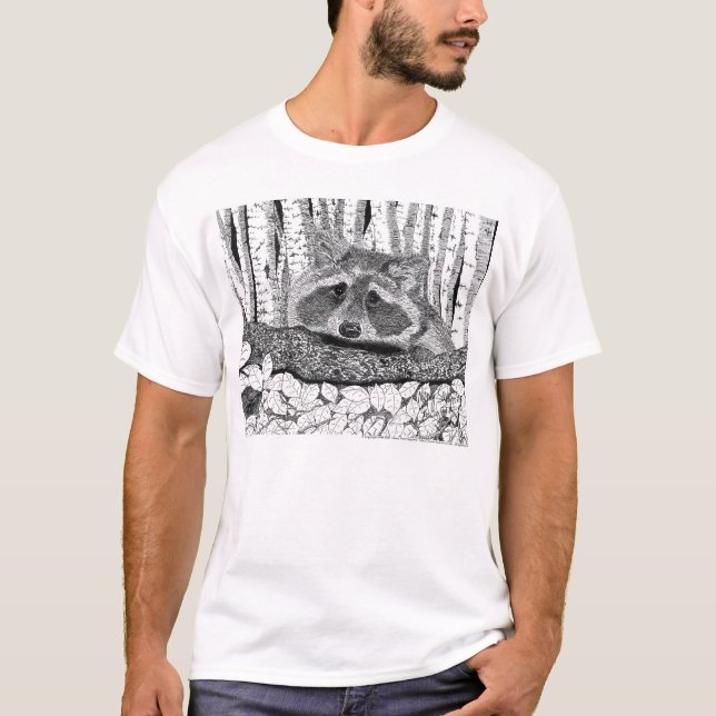 T-shirt Dessin à l'encre de raton laveur (Devant)