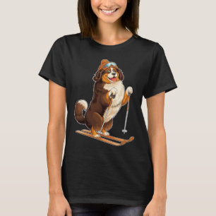 T-shirt Dessin amusant Chien de Cartoon Profitant Du Ski