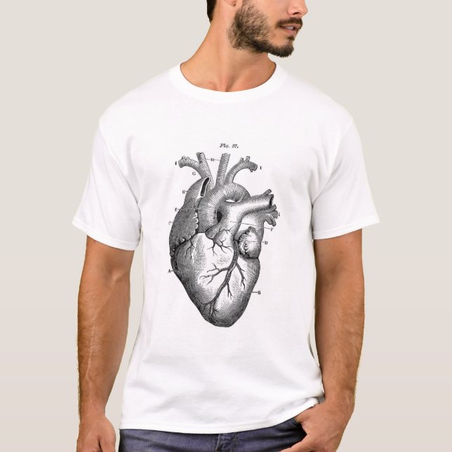 T-shirt Dessin anatomique vintage Coeur humain (Devant)