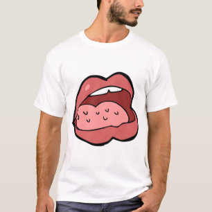 T-shirt Dessin animé amusant bouche ouverte et lèvres
