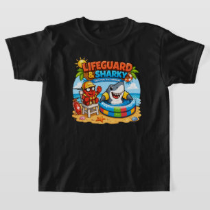 T-shirt Dessin animé amusant d'un maître-nageur mignon et