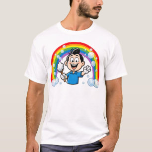 T-shirt Dessin animé arc-en-ciel de mascotte de nettoyage