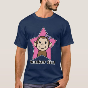 T-shirt Dessin animé Clip Art Sourire Singe Fille Rose Éto