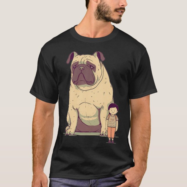 T-shirt Dessin animé de carlin géant, art de carlin mignon (Devant)