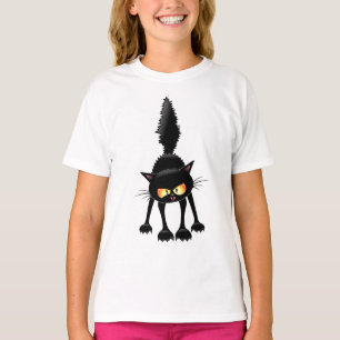 T-shirt Dessin animé de chat noir drôle et féroce