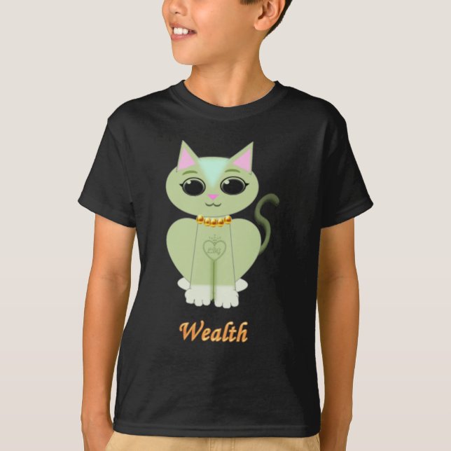 T-shirt Dessin animé de chaton vert mignon (Devant)