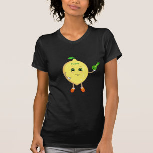T-shirt Dessin animé de citron heureux mignon avec une clé