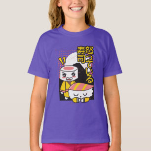 T-shirt Dessin animé de combattants de karaté de sushi drô